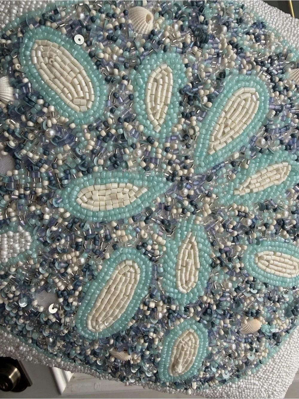 Set of 2 Coastal Collection Beaded Sand Dollar Throw Pillows